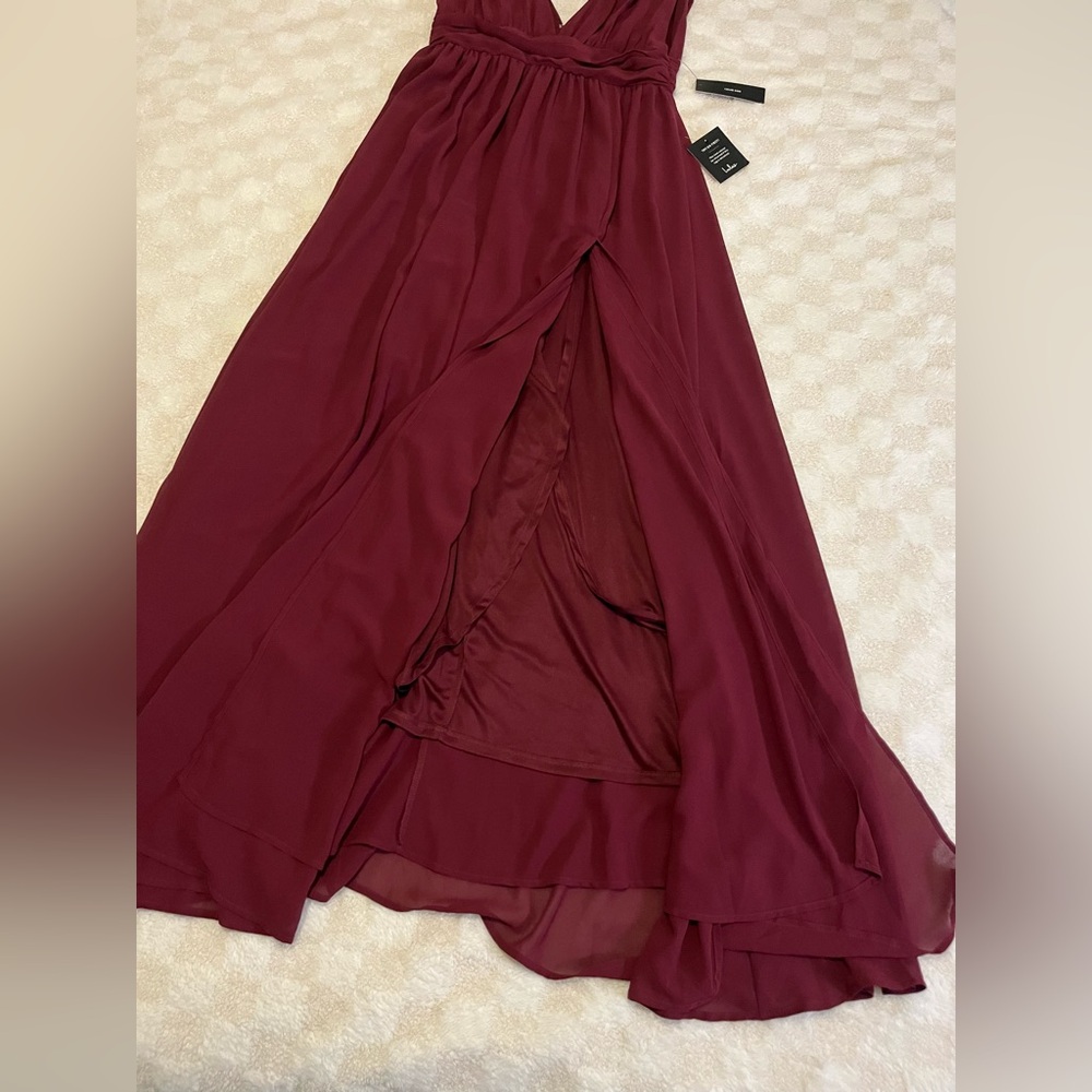 Lulus Heavenly Hues Burgundy Maxi Dress • Large - Picture 4 of 16